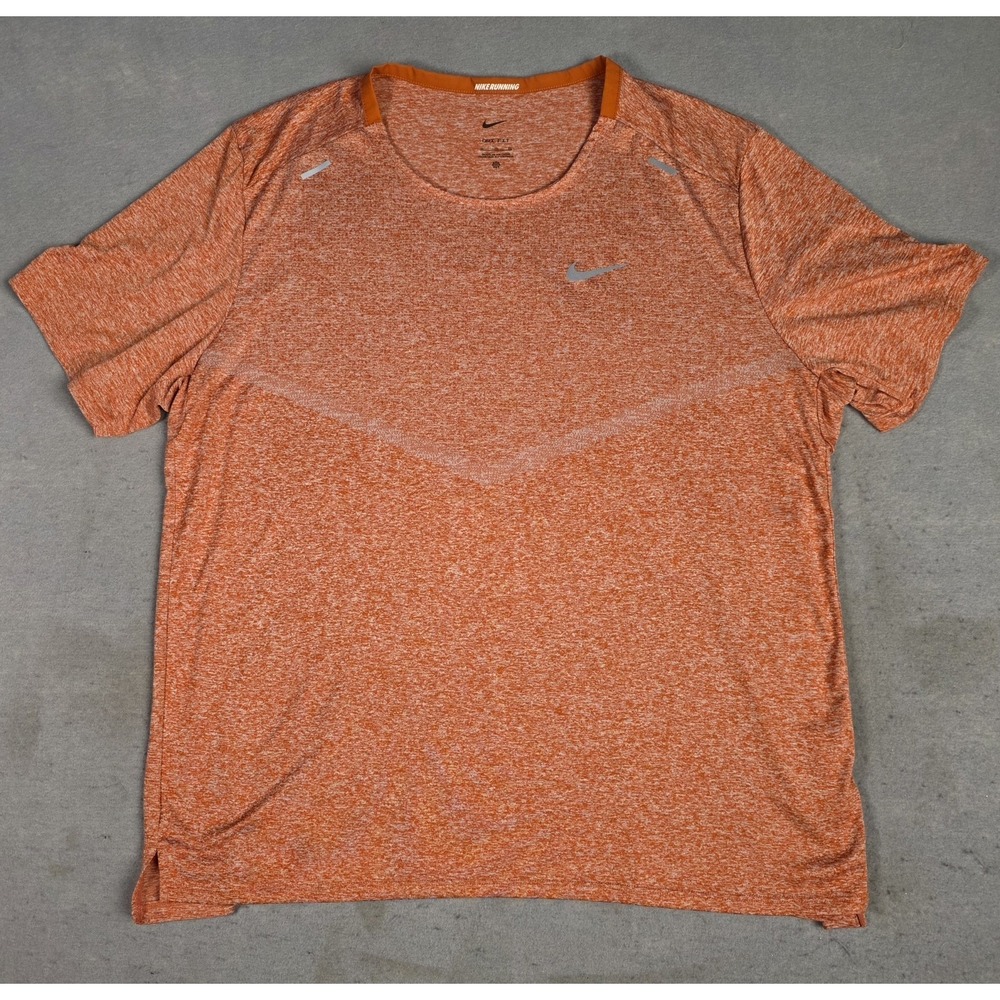 Men's Nike Dri Fit Running Shirt XL Short Sleeve Orange  Athletic Sports